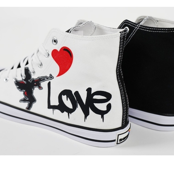 Love Black and White High-Top Sneakers - Picture 2 of 10
